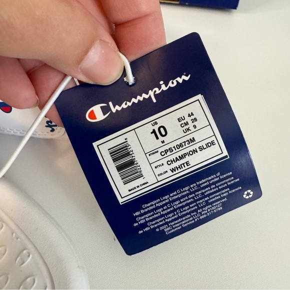 Champion Men's Athletic Slide Slip In Sandal White with Logo - Picture 7 of 9